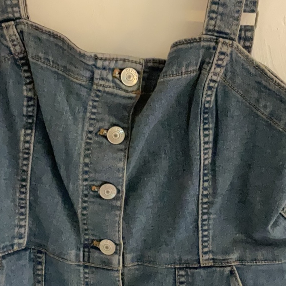 Sale! Divided Cotton Denim Button Down Mini Dress, Size S, Mid Wash Blue Denim - Picture 4 of 7